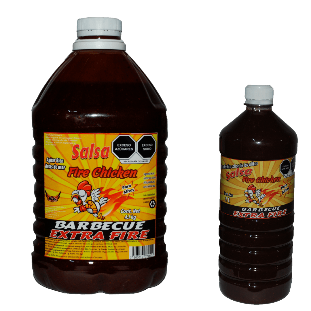 Botellas de salsas para alitas Fire chicken sabor barbecue extra fire