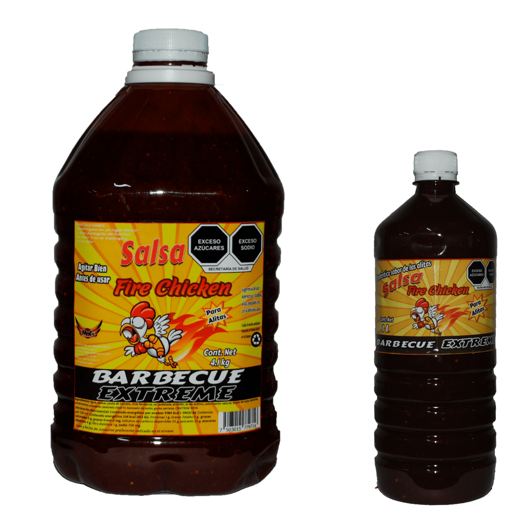 Botellas de salsas para alitas Fire chicken sabor barbecue extreme