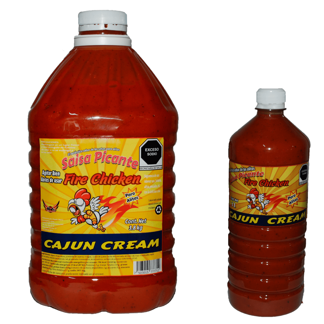 Botellas de salsas para alitas Fire chicken sabor Cajun Cream