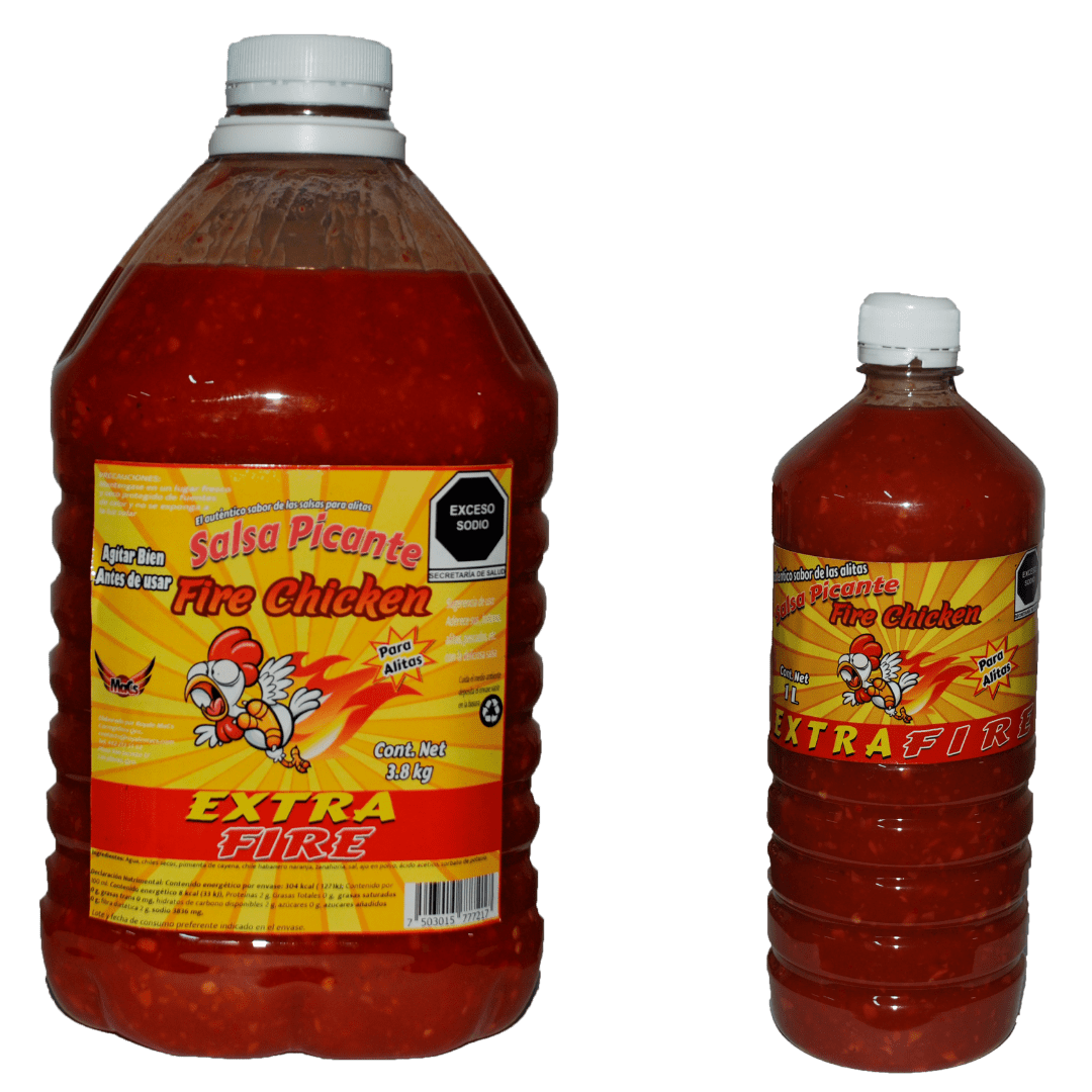 Botellas de salsas para alitas Fire chicken sabor Extra Fire