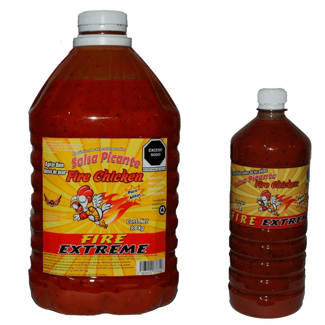 Botellas de salsas para alitas Fire chicken sabor Extreme