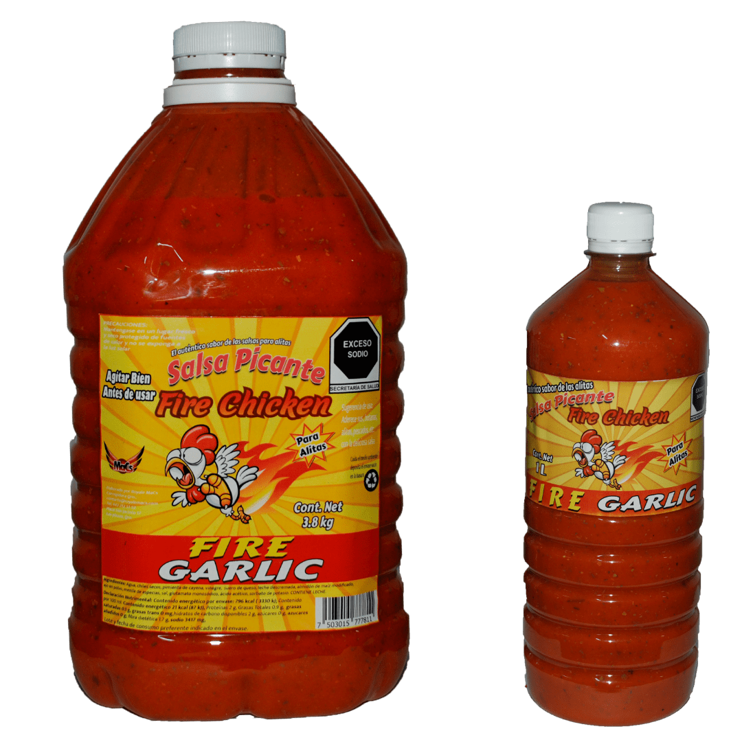 Botellas de salsas para alitas Fire chicken sabor fire-garlic