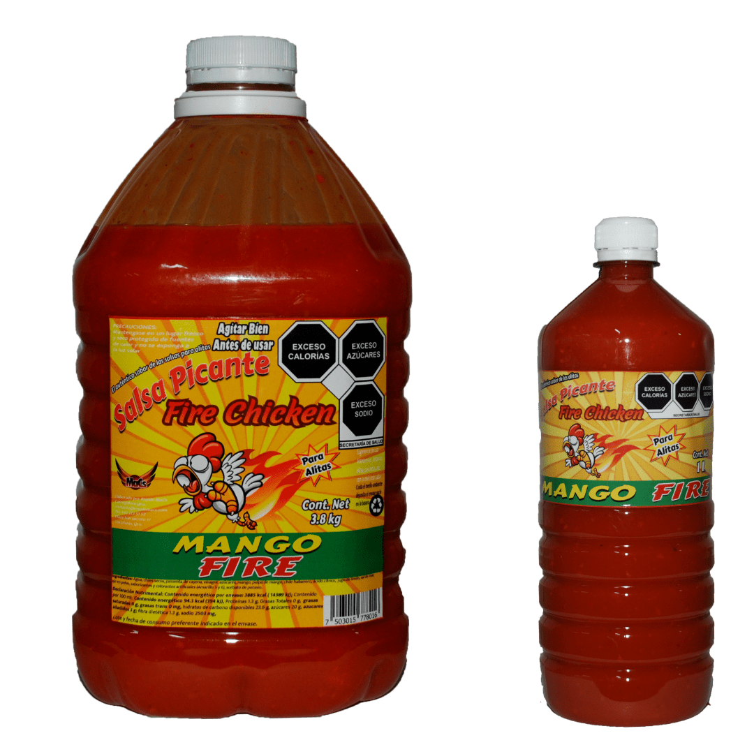 Botellas de salsas para alitas Fire chicken sabor Mango fire