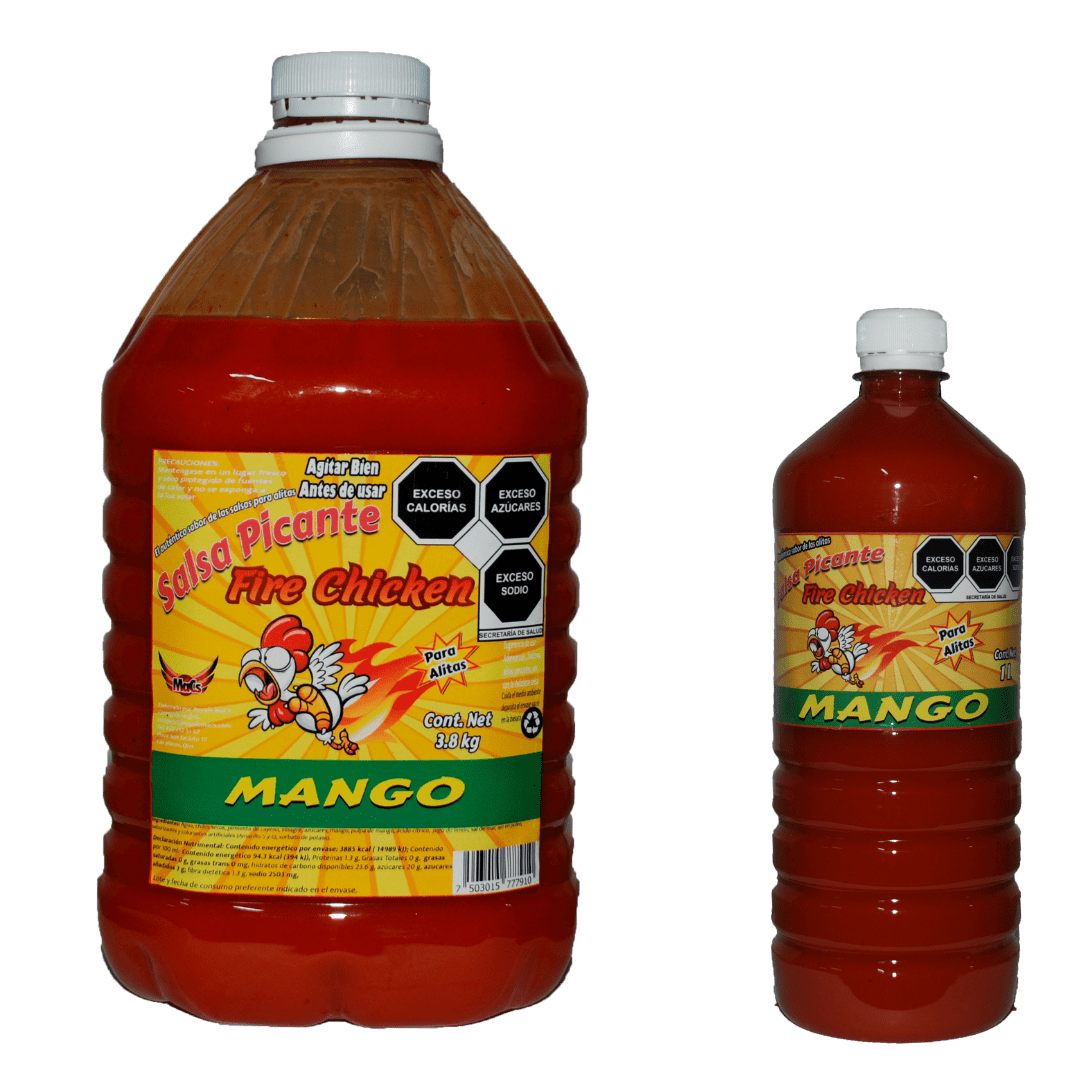 Botellas de salsas para alitas Fire chicken sabor Mango