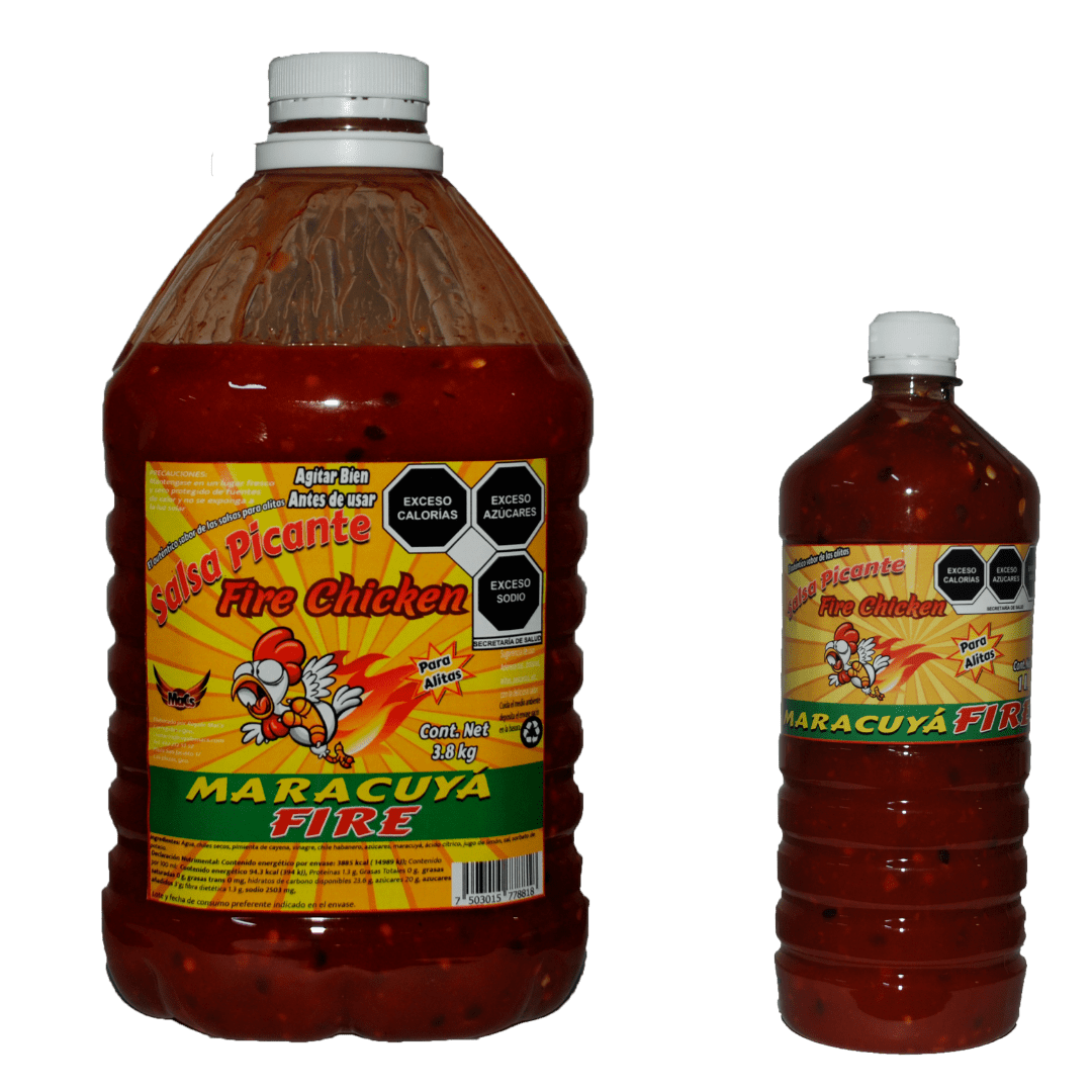 Botellas de salsas para alitas Fire chicken sabor maracuya Fire