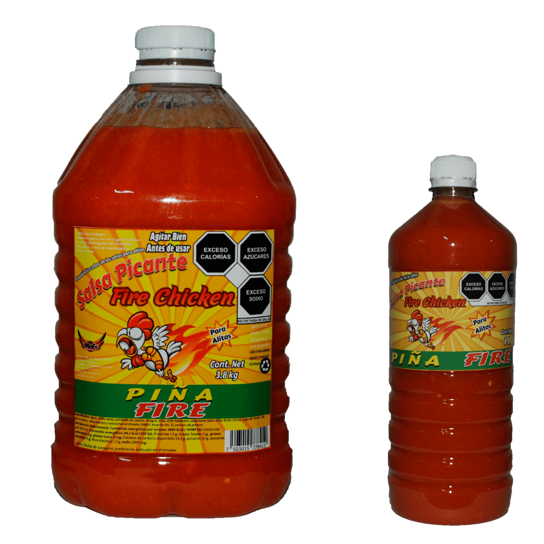 Botellas de salsas para alitas Fire chicken sabor piña Fire