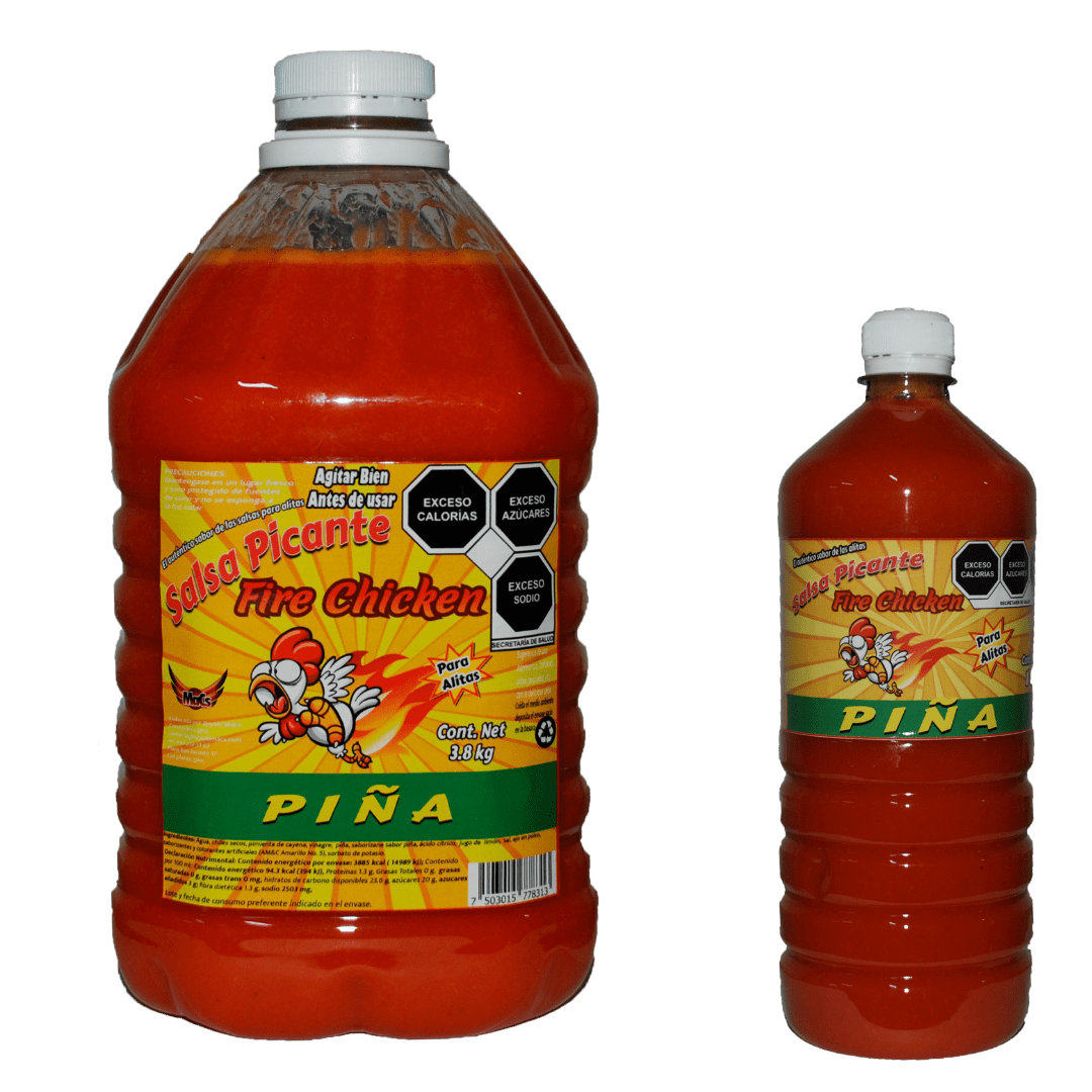 Botellas de salsas para alitas Fire chicken sabor piña